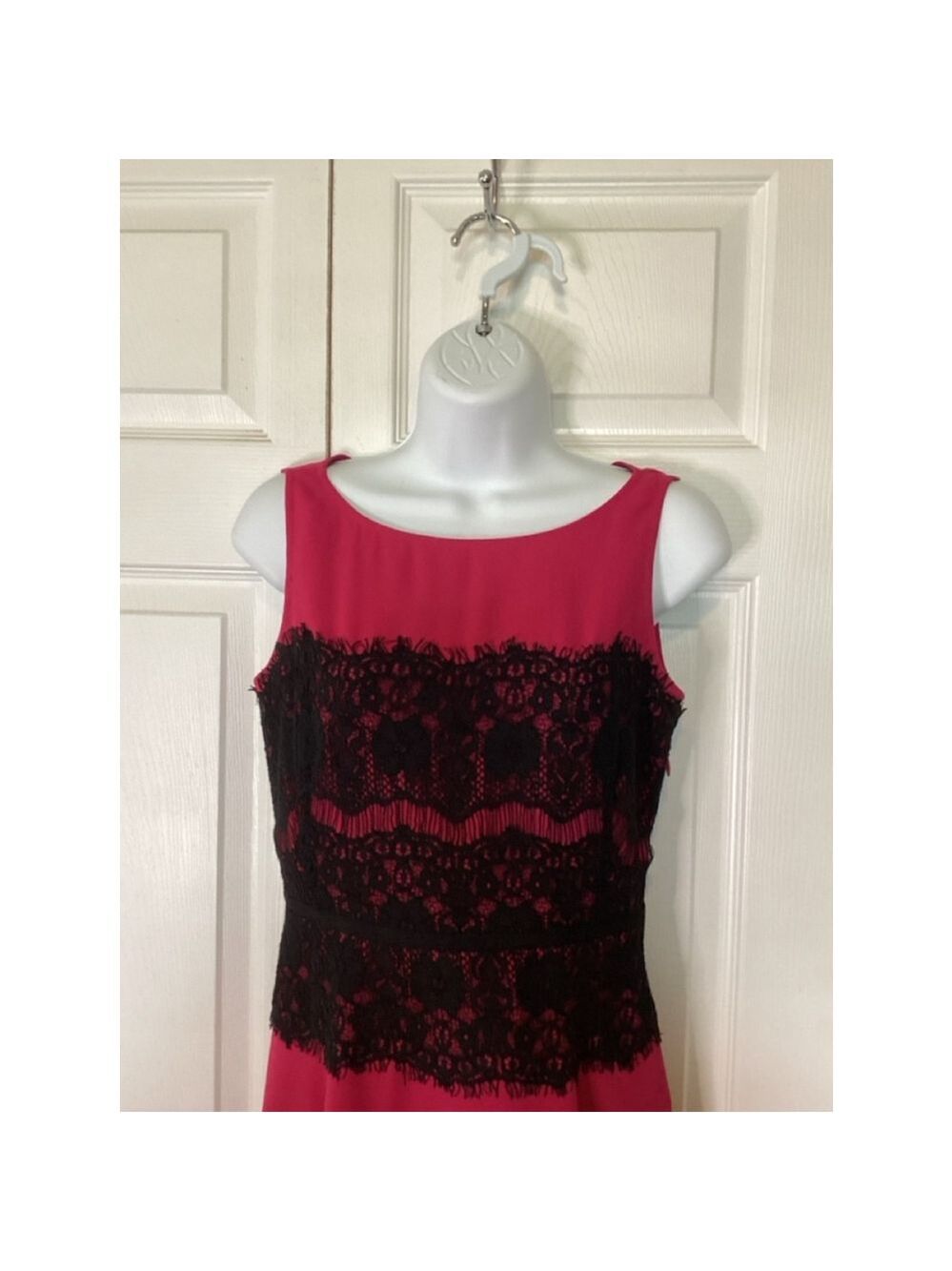 Women's LOFT Dress Size 0 Pink with Black Lace - Picture 3 of 7